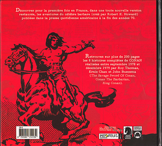 Verso de l'album Conan Les Comic Strips Inédits 1978-1979
