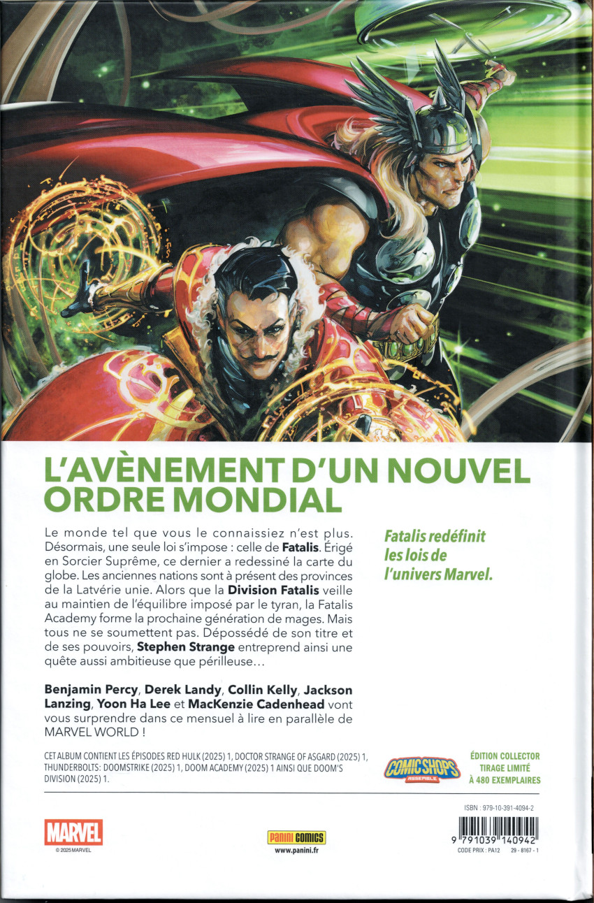 Verso de l'album Doom World - Le règne de Fatalis Volume 1/8