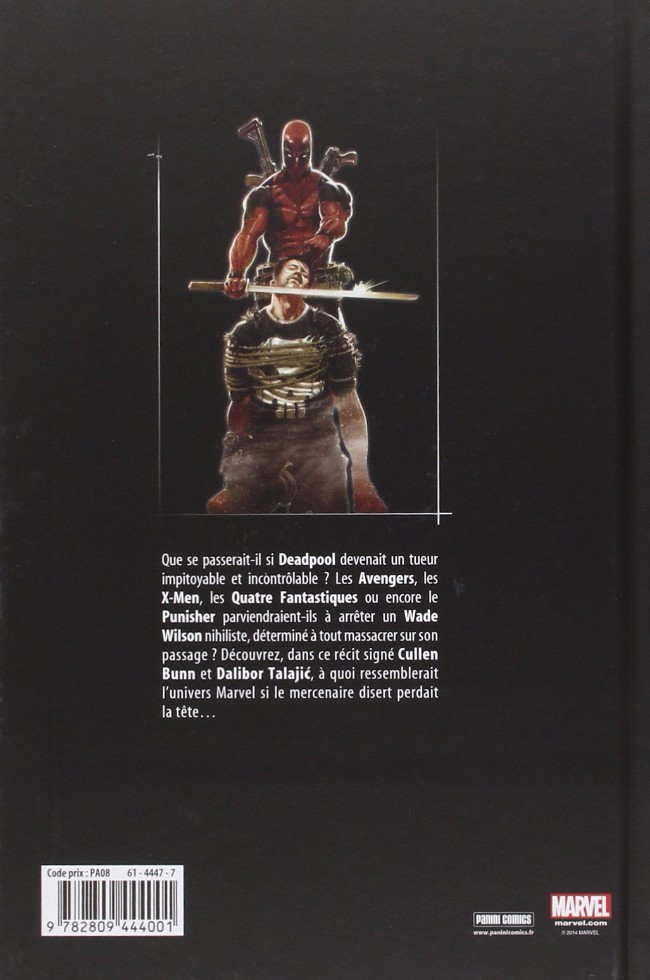 Verso de l'album Deadpool Tome 2 Deadpool massacre Marvel