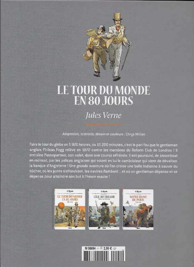 Verso de l'album Les Grands Classiques de la littérature en bande dessinée Tome 1 Le tour du monde en 80 jours