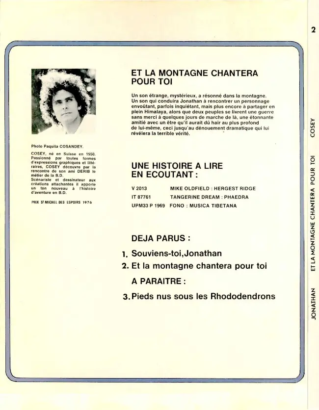 Verso de l'album Jonathan Tome 2 Et la montagne chantera pour toi