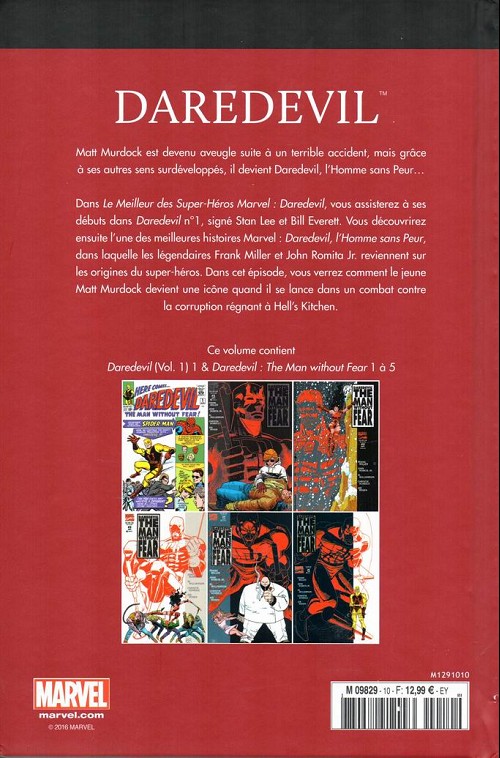 Verso de l'album Le meilleur des Super-Héros Marvel Tome 10 Daredevil