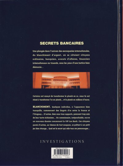 Verso de l'album Secrets bancaires Deuxième Cycle Tome 1 Blanchiment
