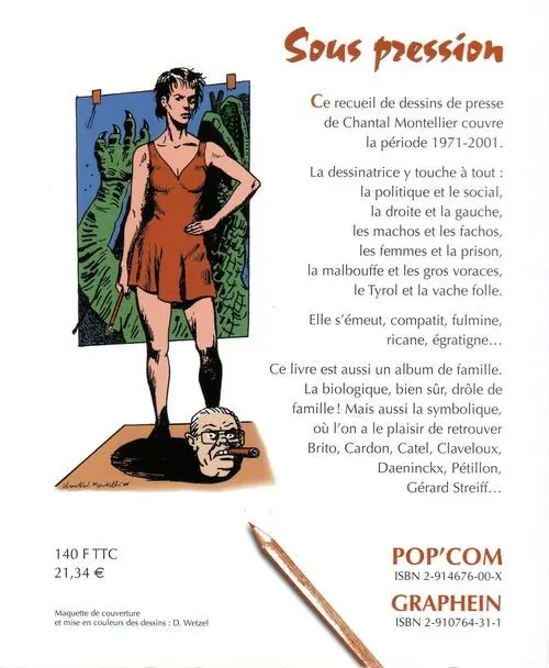 Verso de l'album Sous pression Dessins de presse au féminin (très) singulier 1971-2001
