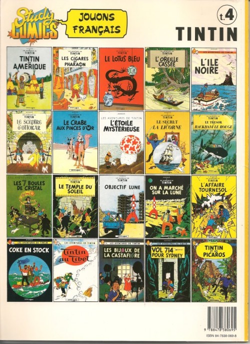 Verso de l'album Tintin Tome 4 Au pays de l'or noir