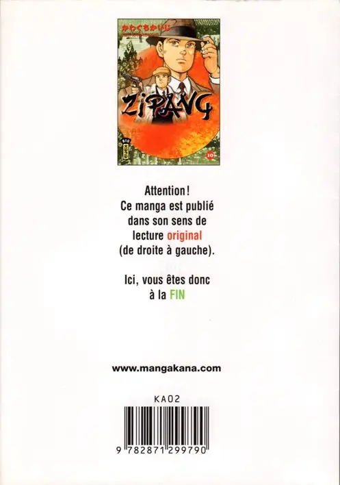 Verso de l'album Zipang 10
