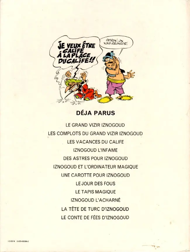 Verso de l'album Iznogoud Tome 3 Les vacances du Calife
