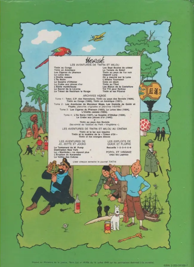 Verso de l'album Les Aventures de Jo, Zette et Jocko Tome 3 Le Rayon du Mystère 1er épisode, Le Manitoba ne répond plus