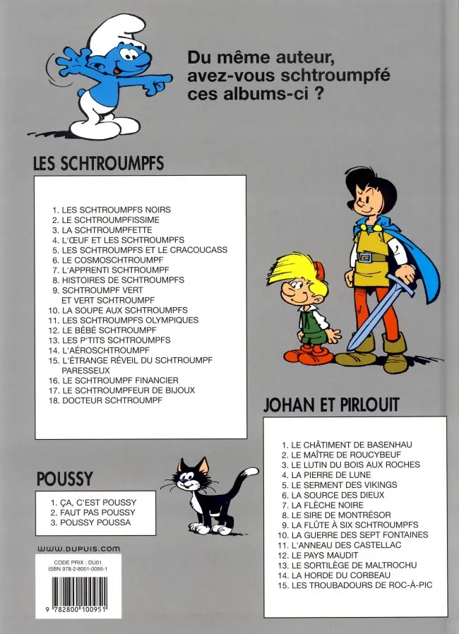 Verso de l'album Johan et Pirlouit Tome 1 Le châtiment de Basenhau