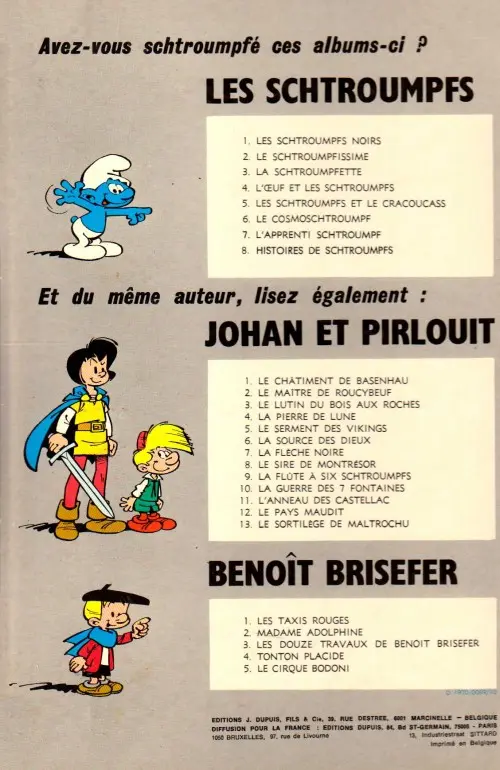 Verso de l'album Johan et Pirlouit Tome 8 Le sire de Montrésor