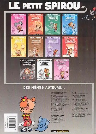 Verso de l'album Le Petit Spirou Tome 9 C'est pas de ton âge !