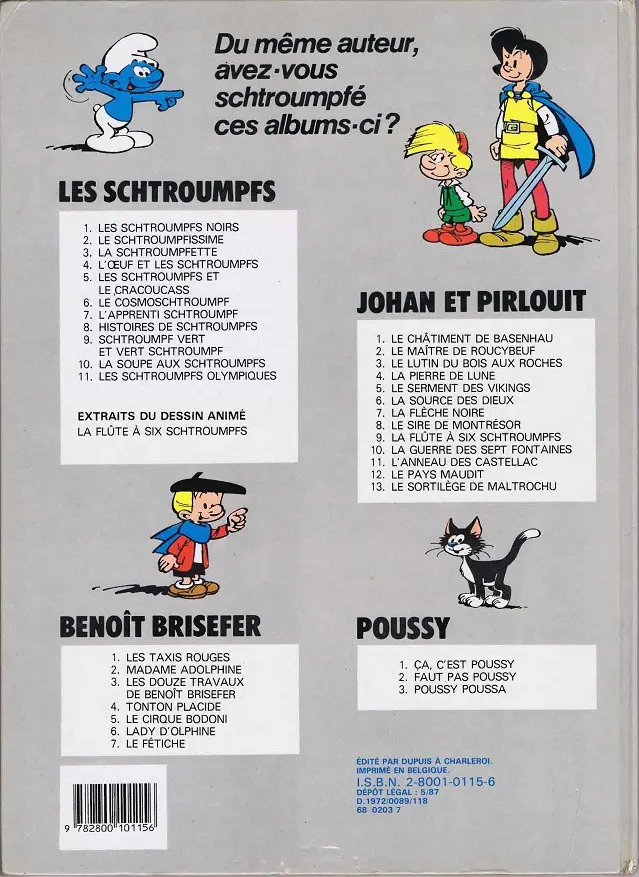 Verso de l'album Les Schtroumpfs Tome 8 Histoires de Schtroumpfs
