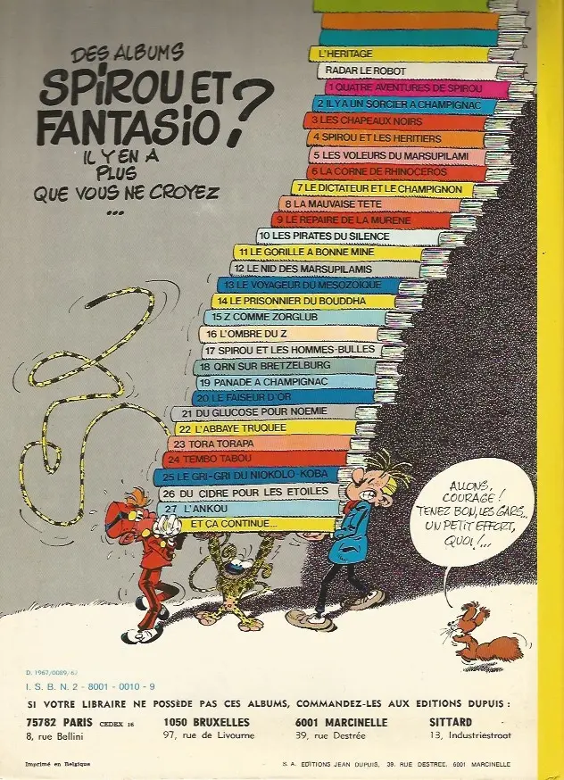 Verso de l'album Spirou et Fantasio Tome 8 La mauvaise tête