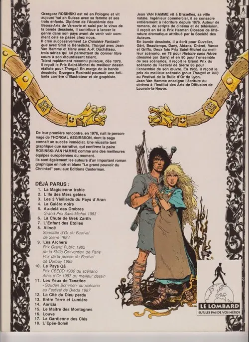 Verso de l'album Thorgal Tome 9 Les archers
