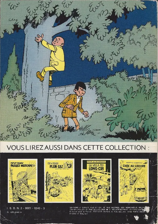 Verso de l'album Tif et Tondu Tome 10 Les flèches de nulle part