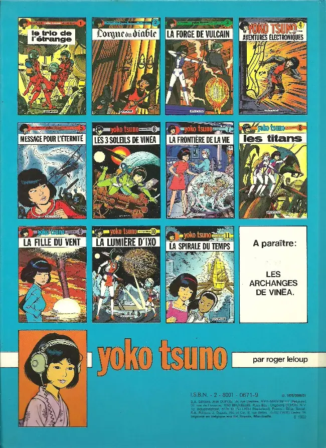 Verso de l'album Yoko Tsuno Tome 6 Les 3 soleils de Vinéa