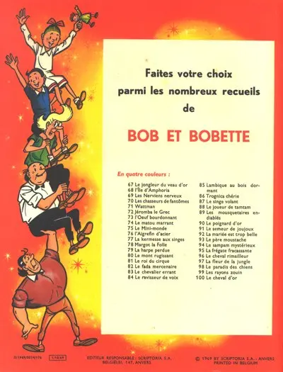 Verso de l'album Bob et Bobette Tome 100 Le cheval d'or
