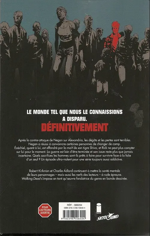 Verso de l'album Walking Dead Tomes 21 et 22 Guerre totale - Une autre vie