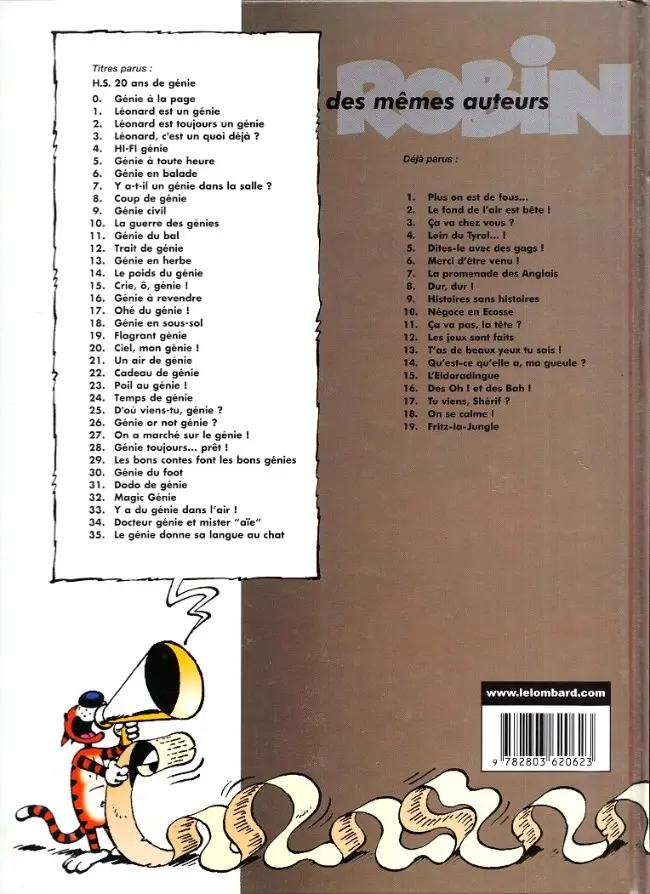 Verso de l'album Léonard Tome 35 Le génie donne sa langue au chat
