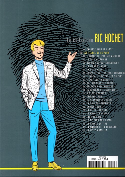 Verso de l'album Ric Hochet La collection Tome 19 Les signes de la peur
