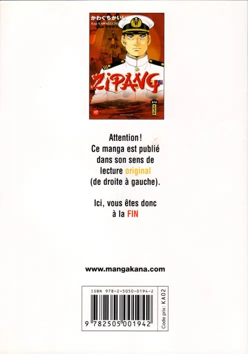 Verso de l'album Zipang 17