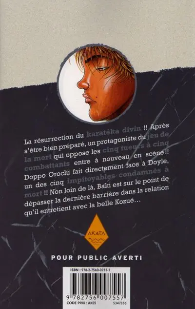 Verso de l'album Baki Tome 15