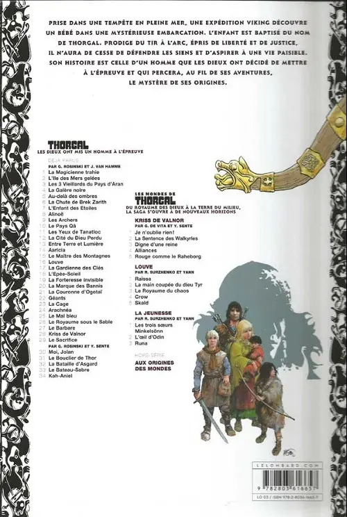 Verso de l'album Thorgal Tome 26 Le Royaume sous le Sable
