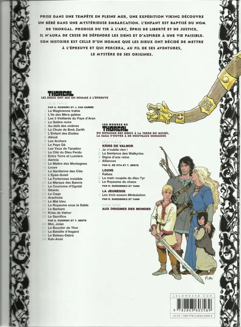 Verso de l'album Thorgal Tome 1 La Magicienne trahie