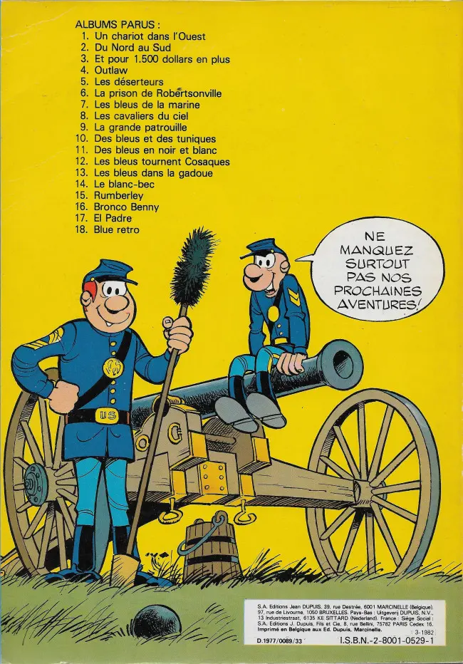 Verso de l'album Les Tuniques Bleues Tome 11 Des bleus en noir et blanc