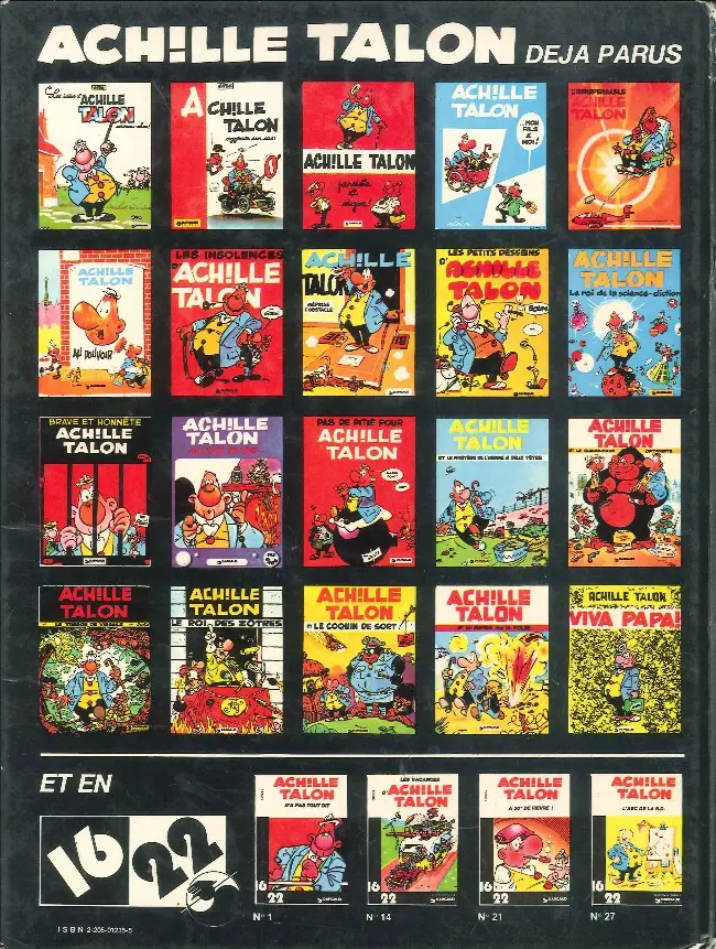 Verso de l'album Achille Talon Tome 21 Ma vie à moi