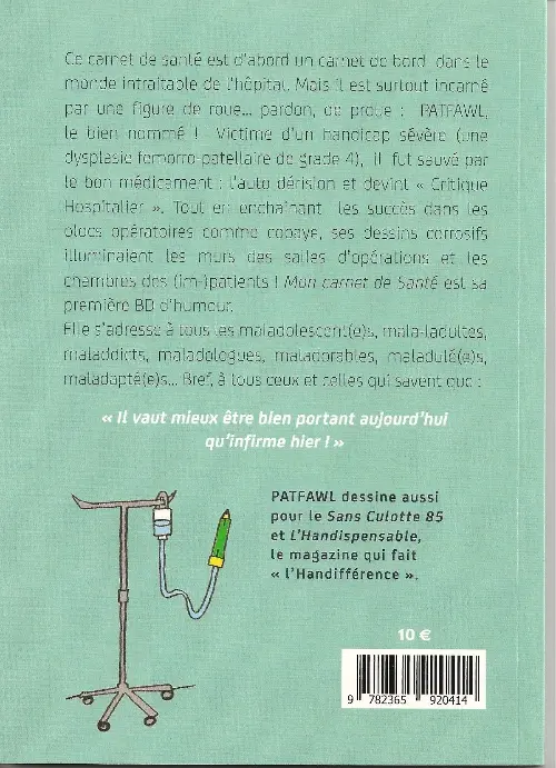 Verso de l'album Carnet de santé Tome 1 Une BD de malade !