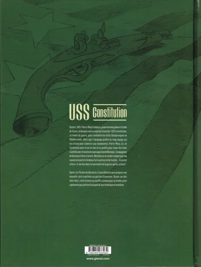 Verso de l'album USS Constitution Livre I La justice à terre est souvent pire qu'en mer