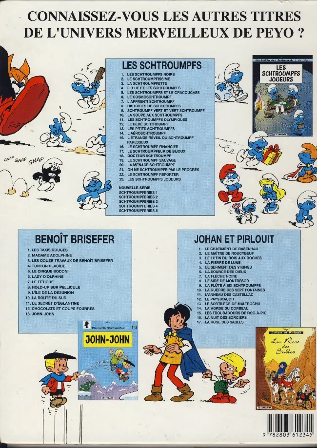 Verso de l'album Les Schtroumpfs Tome 15 L'étrange réveil du schtroumpf paresseux