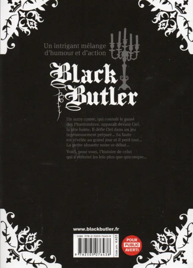 Verso de l'album Black Butler 28 Black Skater