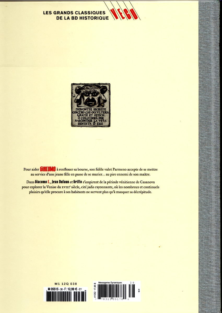 Verso de l'album Les grands Classiques de la BD Historique Vécu - La Collection Tome 39 Giacomo C. - Tome XIV : Boucles d'Or