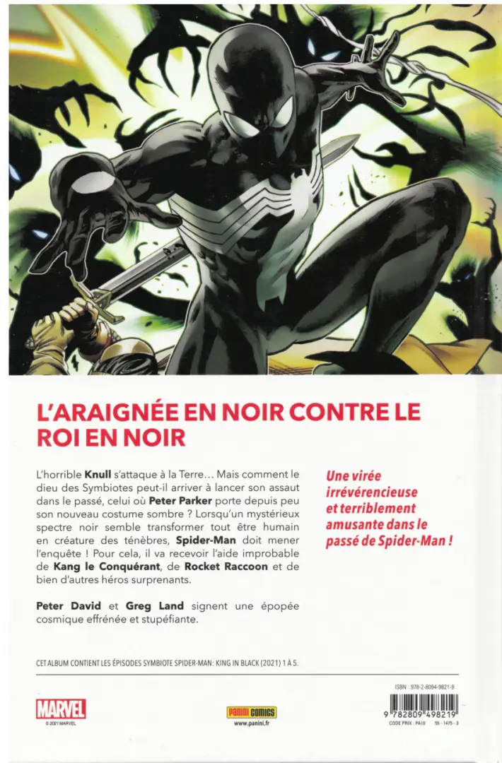 Verso de l'album Spider-Man - Symbiote 3 King in black