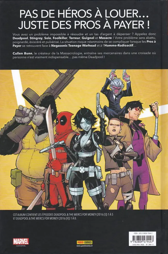 Verso de l'album Deadpool & les pros à payer Le cirque du crime