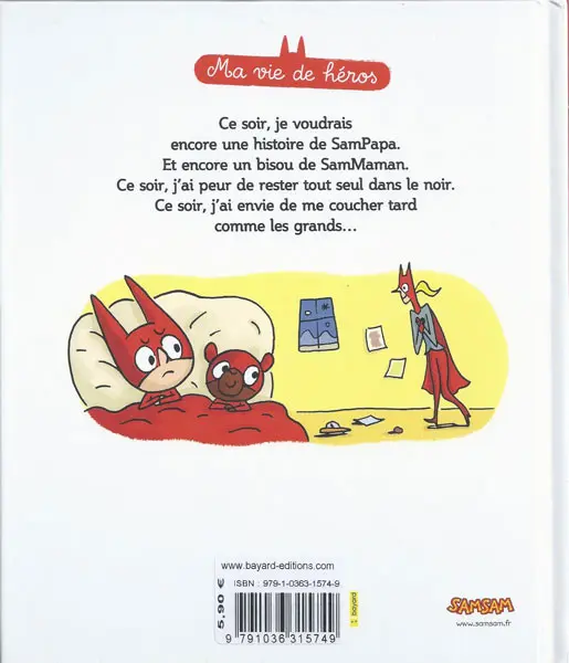 Verso de l'album SamSam - Ma vie de héros 1 SamSam ne veut pas dormir