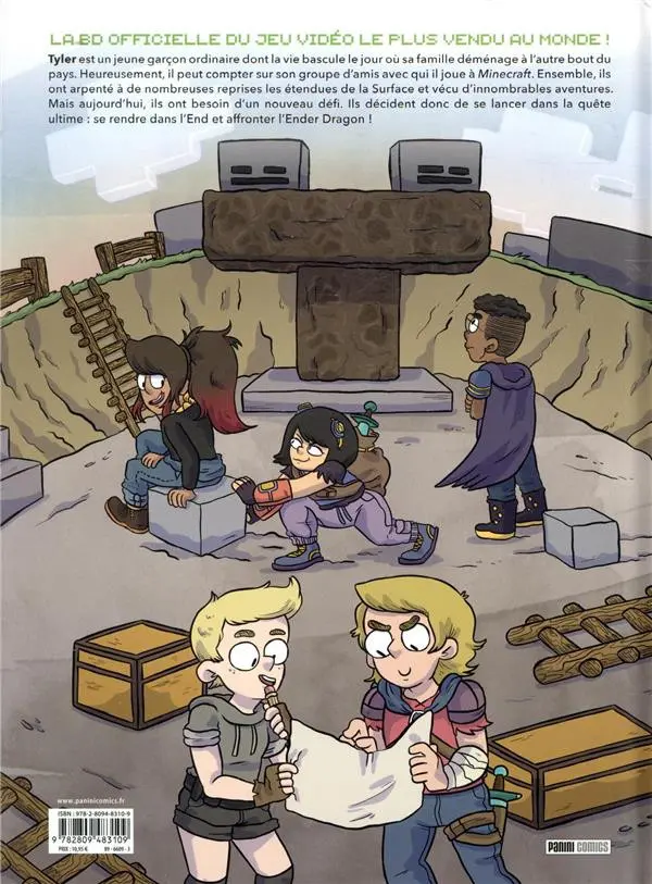 Verso de l'album Minecraft - La BD officielle 1 Chasse à l'Ender Dragon