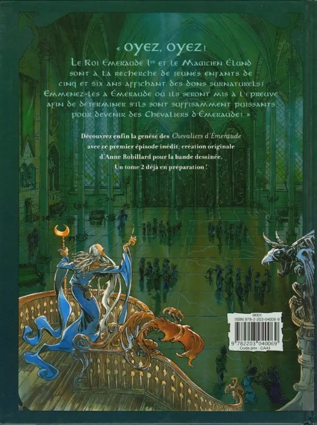 Verso de l'album Les Chevaliers d'Émeraude Casterman - Michel Lafon Tome 1 Les Enfants Magiques