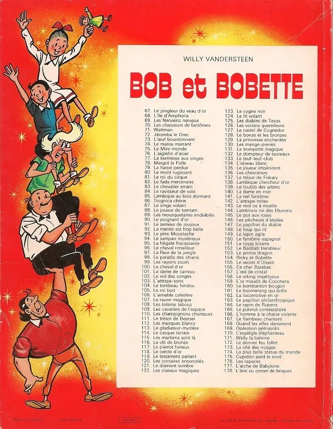 Verso de l'album Bob et Bobette Tome 111 Le trésor de Beersel