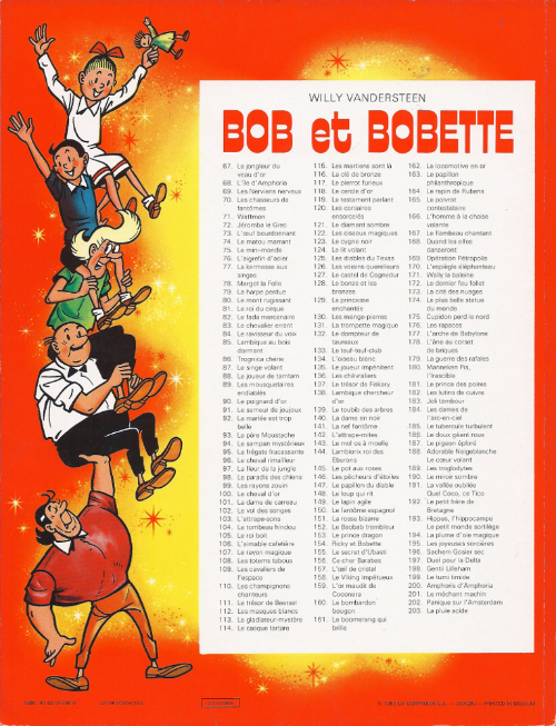 Verso de l'album Bob et Bobette Tome 183 Joli tambour