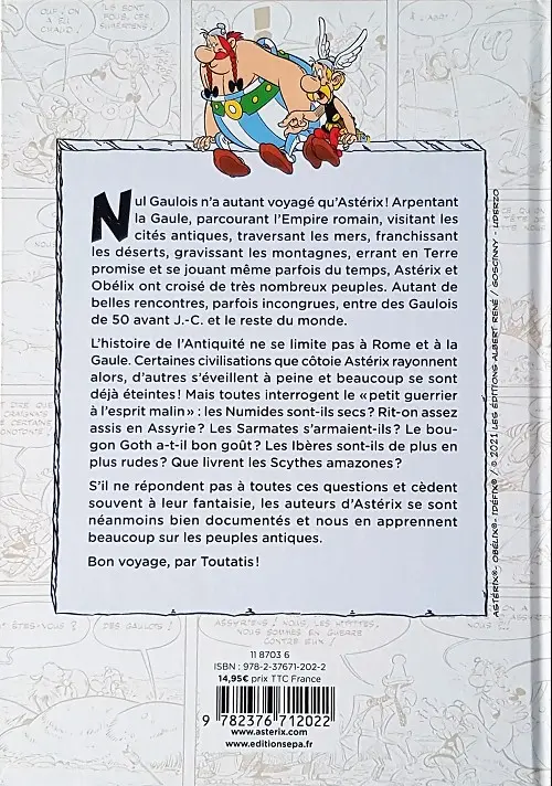 Verso de l'album Astérix Les peuples antiques expliqués