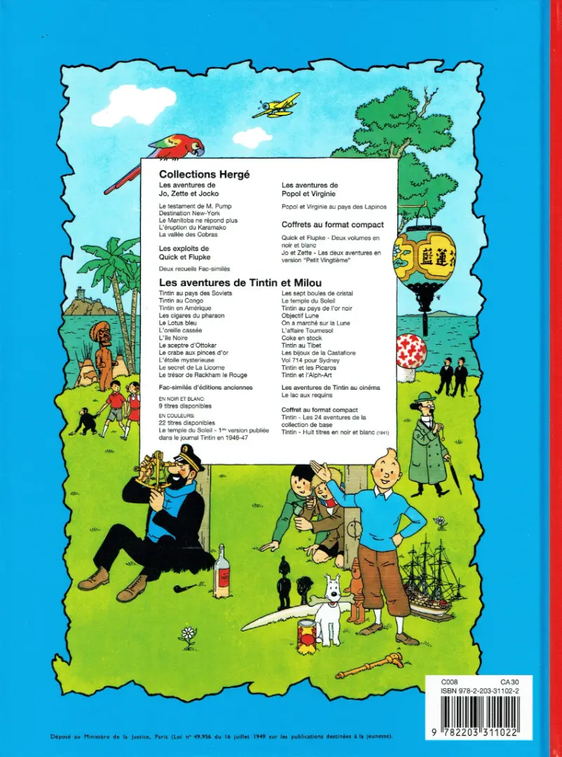 Verso de l'album Les Aventures de Jo, Zette et Jocko Tome 2 Destination New York