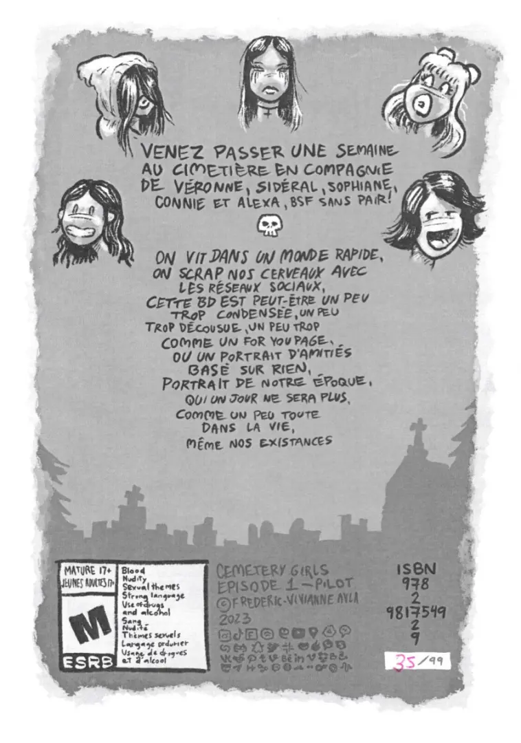 Verso de l'album Cemetery Girls Épisode 1