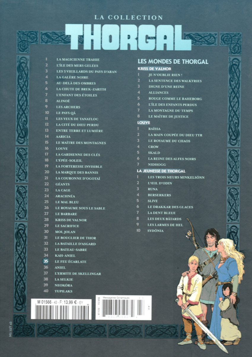 Verso de l'album Thorgal Tome 35 Le feu écarlate