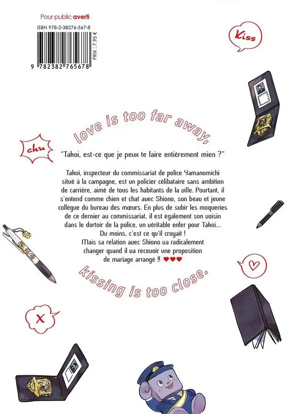 Verso de l'album D'abord l'enquête, les baisers, après !