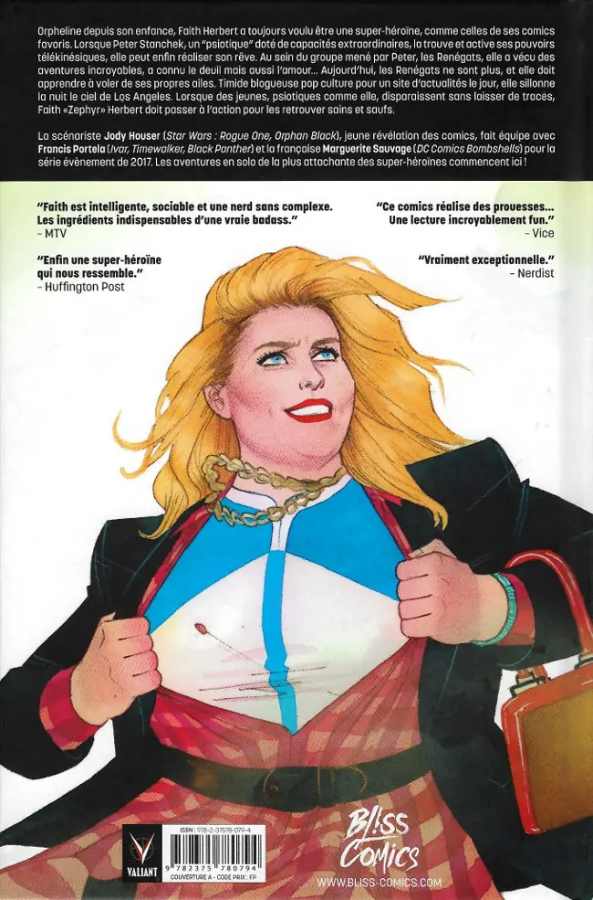 Verso de l'album Faith Tome 1 À la conquête d'Hollywood