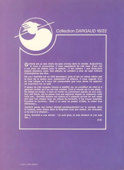 Verso de l'album Garfield Anthologie Tome 1