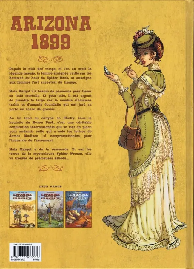 Verso de l'album L'Homme qui n'aimait pas les armes à feu Tome 3 Le mystère de la femme araignée